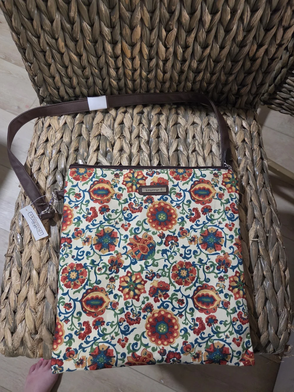 Longaberger Floral Canvas Tote & Crossbody Set